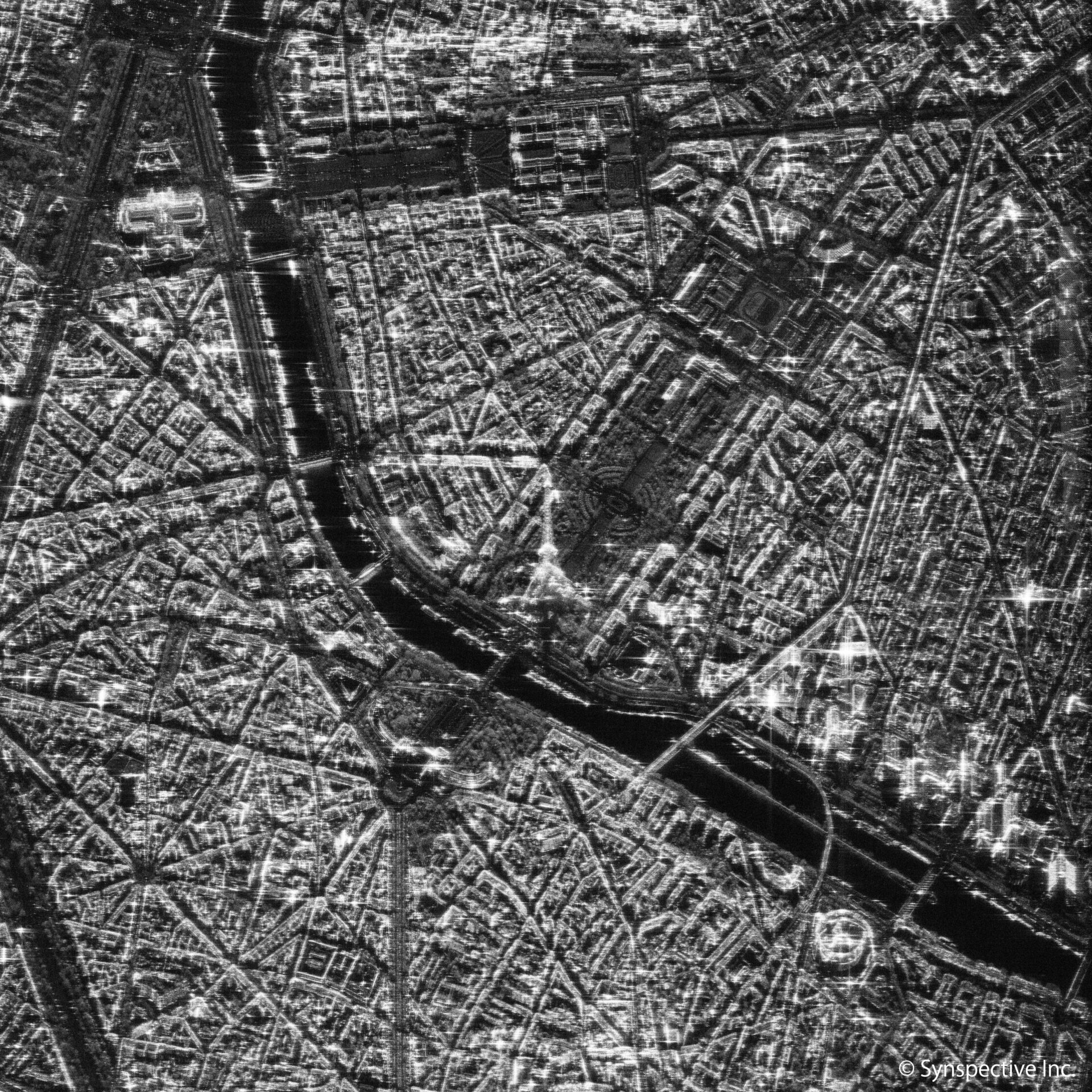 Synspective "StriX-α" has taken a SAR image of the Eiffel Tower