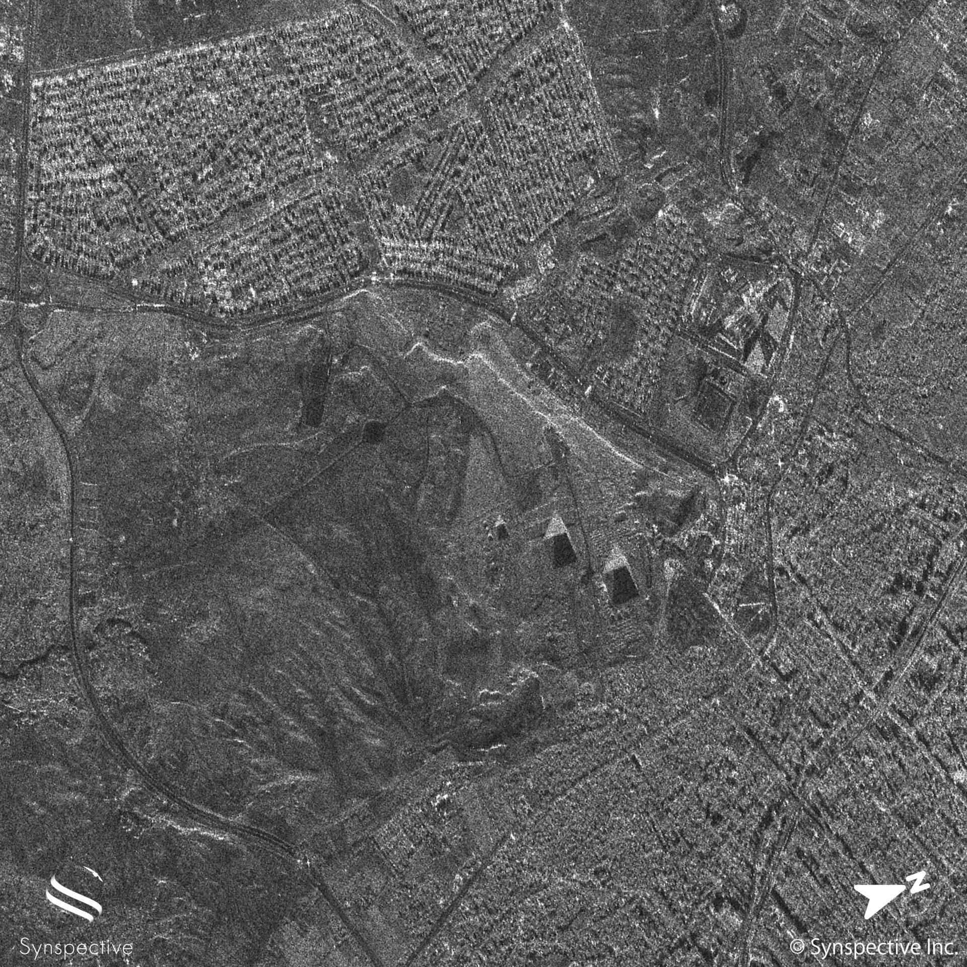 Synspective’s "StriX-α" has taken a SAR Stripmap image of the Pyramids of Giza